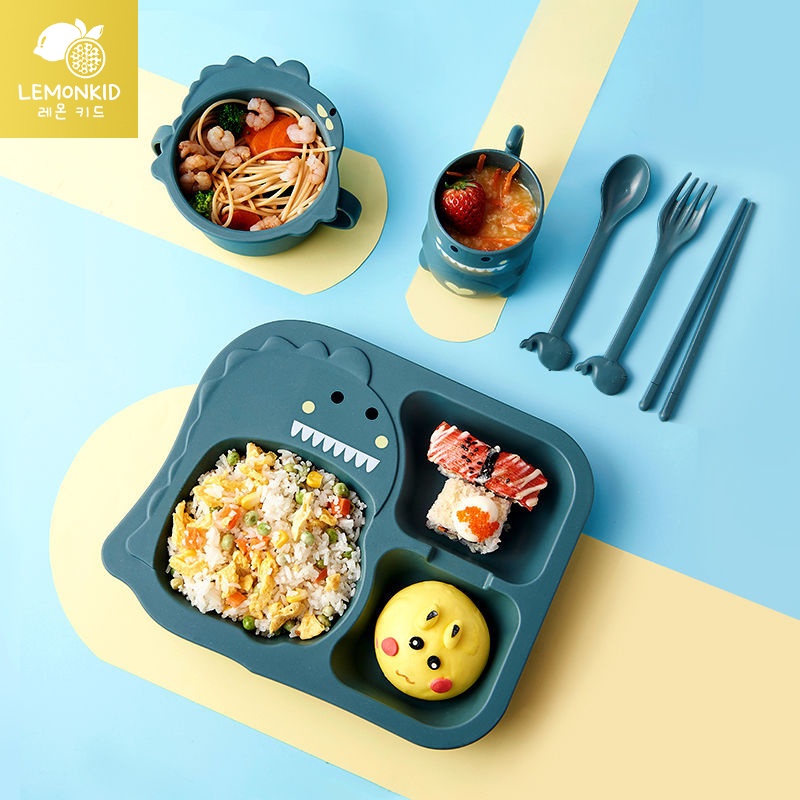 Set 6 đồ dùng ăn của bé LEMONKID không độc hại + chống rơi