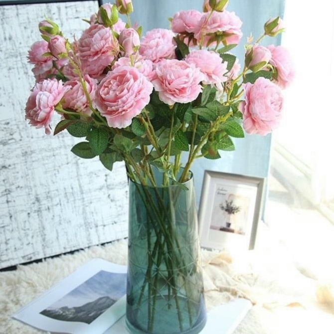 Hoa hồng mẫu đơn quý tộc ao cấp 1 Cành hoa 3 bông No.101153