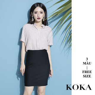 Chân váy jupe umi khoá vàng màu ĐEN KOKA 017012