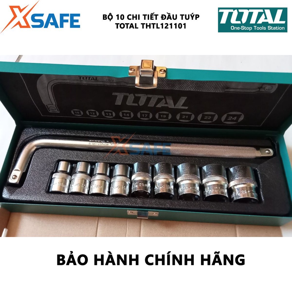 Bộ tuýp lục giác 10 chi tiết TOTAL THTL121101 gồm 9 đầu 1/2 inch, 1 tay cầm chữ L - chính hãng