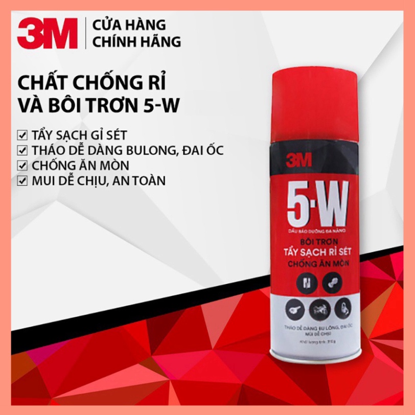 Chai Xịt Tẩy Rửa Bôi Trơn Và Chống Rỉ Sét 3M 5W Làm Sạch và Bảo Vệ Bề Mặt Kim Loại dùng cho Ô Tô và Gia Đình