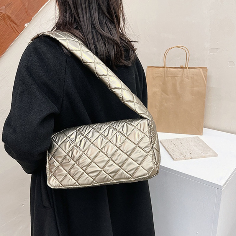 Túi Xách Đeo Dưới Cánh Tay Hình Vuông Bằng Nylon Màu Trơn Kiểu Retro ONERI