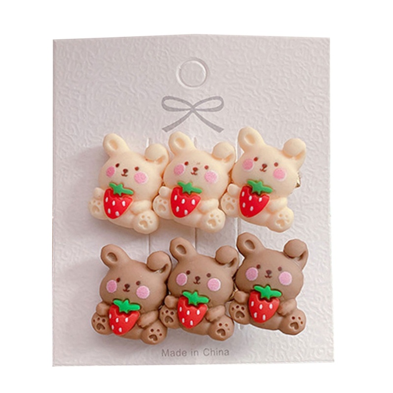 1 Cặp Kẹp Tóc Bằng Nhựa Họa Tiết Hoạt Hình Gấu / Thỏ / Hoa Dễ Thương Cho Bé Gái