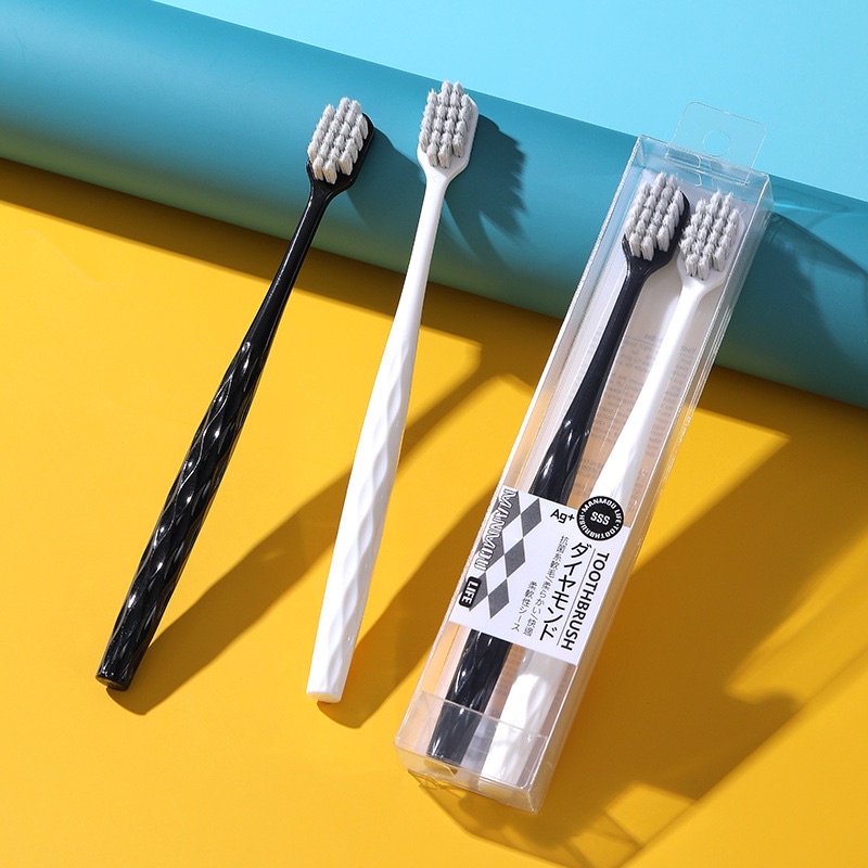 set 2 bàn chải đánh răng lông mềm an toàn phong cách tối giản