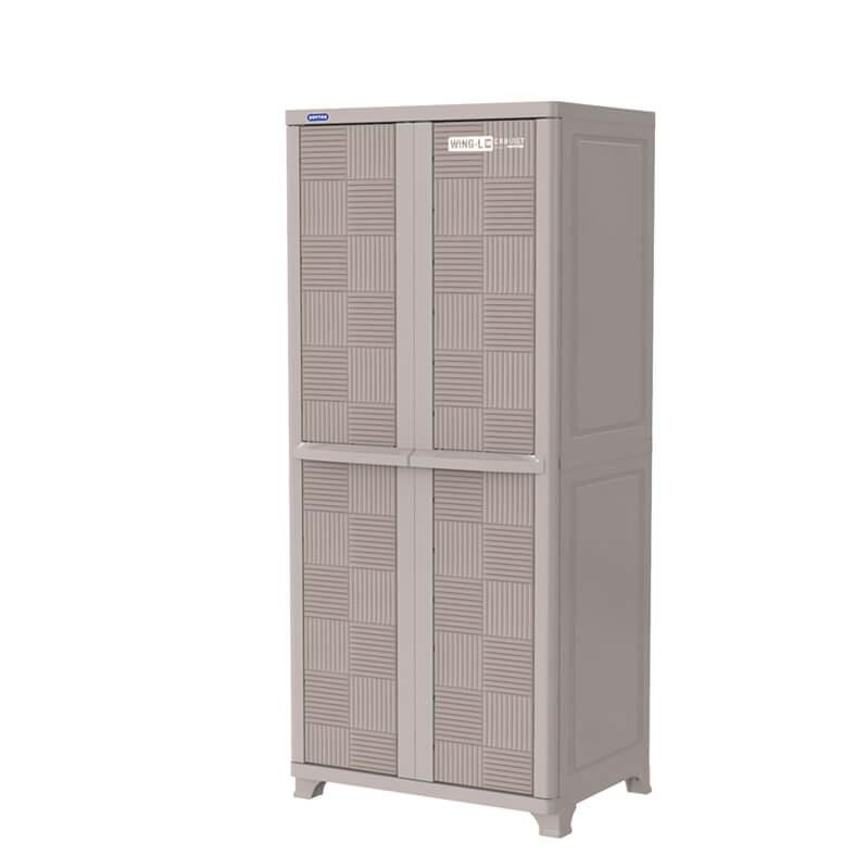 (Hà Nội) Tủ Nhựa Duy Tân Wing L (Nâu Xám 3D) (Tặng 10 móc nhựa)