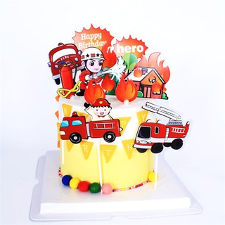 Set que cắm cứu hỏa mới - Phụ kiện trang trí bánh sinh nhật