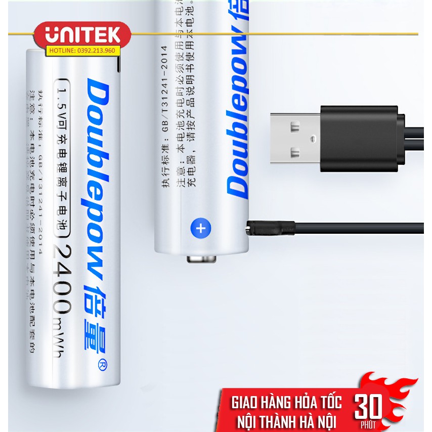 Pin Sạc Có Cổng Micro USB AA 1.5v Doublepow 2400mWh