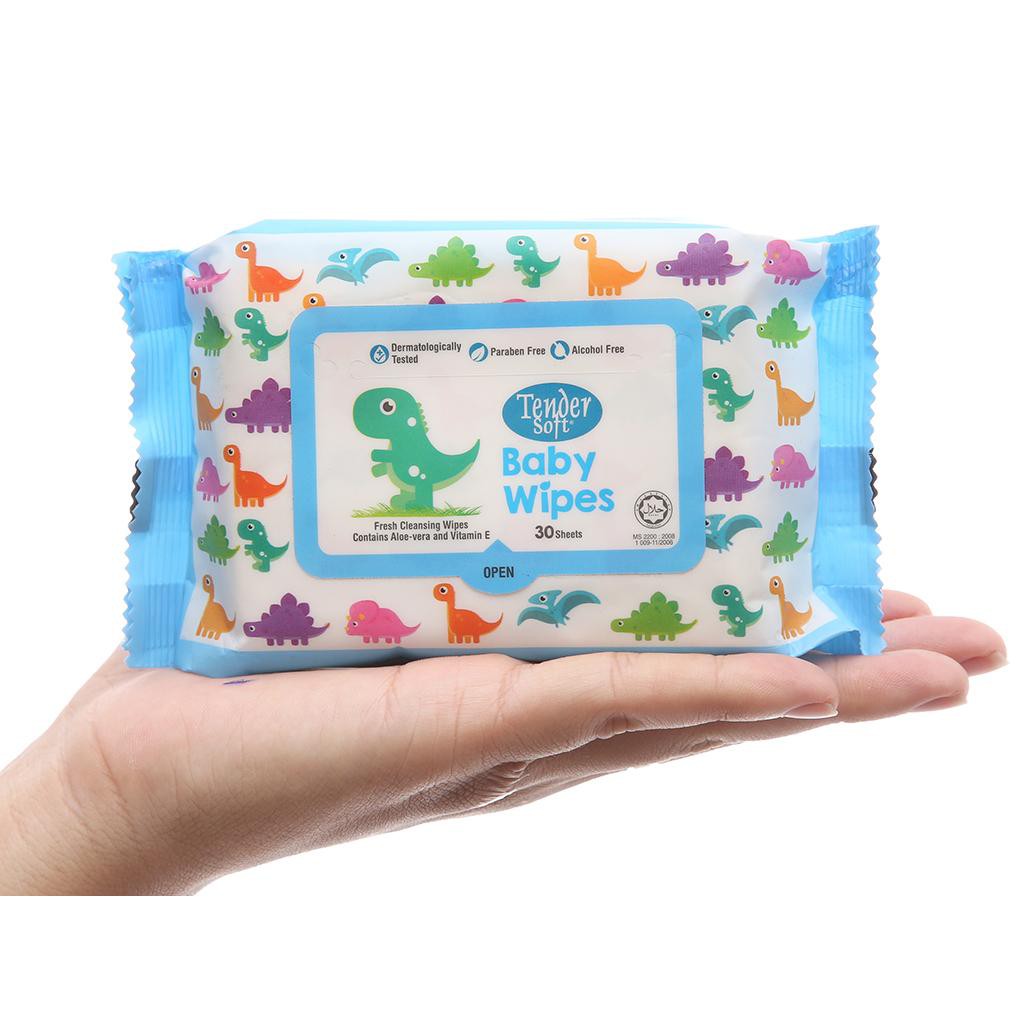 [ combo 12 gói ] khăn giấy ướt Tender Soft có mùi ( màu xanh ) thumbnail