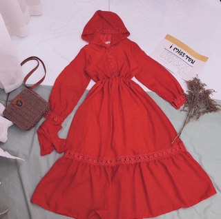 ĐẦM MAXI ĐỎ XẺ TÀ