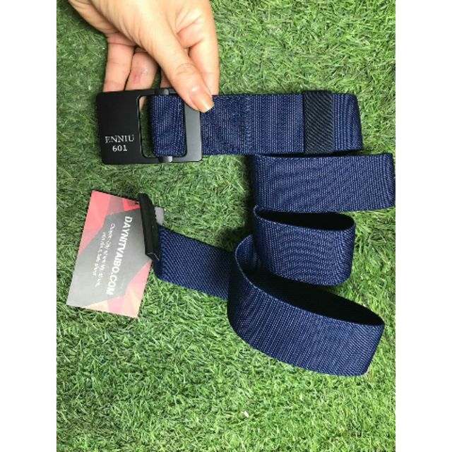 Hình thật Dây nịt vải dù dây nylon co dãn canvas tactical belt mặt nịt sơn đen dài 125cm rộng 3.8cm