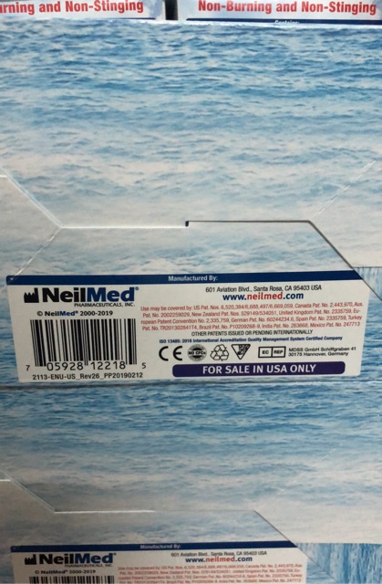 Bộ sản phẩm nước muối rửa mũi (nước muối sinh lý) Neilmed Sinus Rinse 250 gói