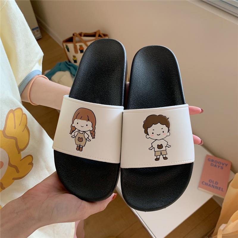 Dép quai ngang nam nữ, dép trai gái siêu cute- 3 màu đen nâu trắng