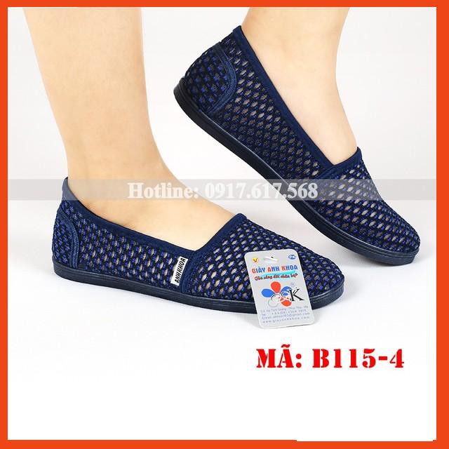Giày Lười Nữ Anh Khoa B115-4 chất sợi dệt dạng lưới Thoáng đế đúc liền siêu bền giặt bằng máy giặt