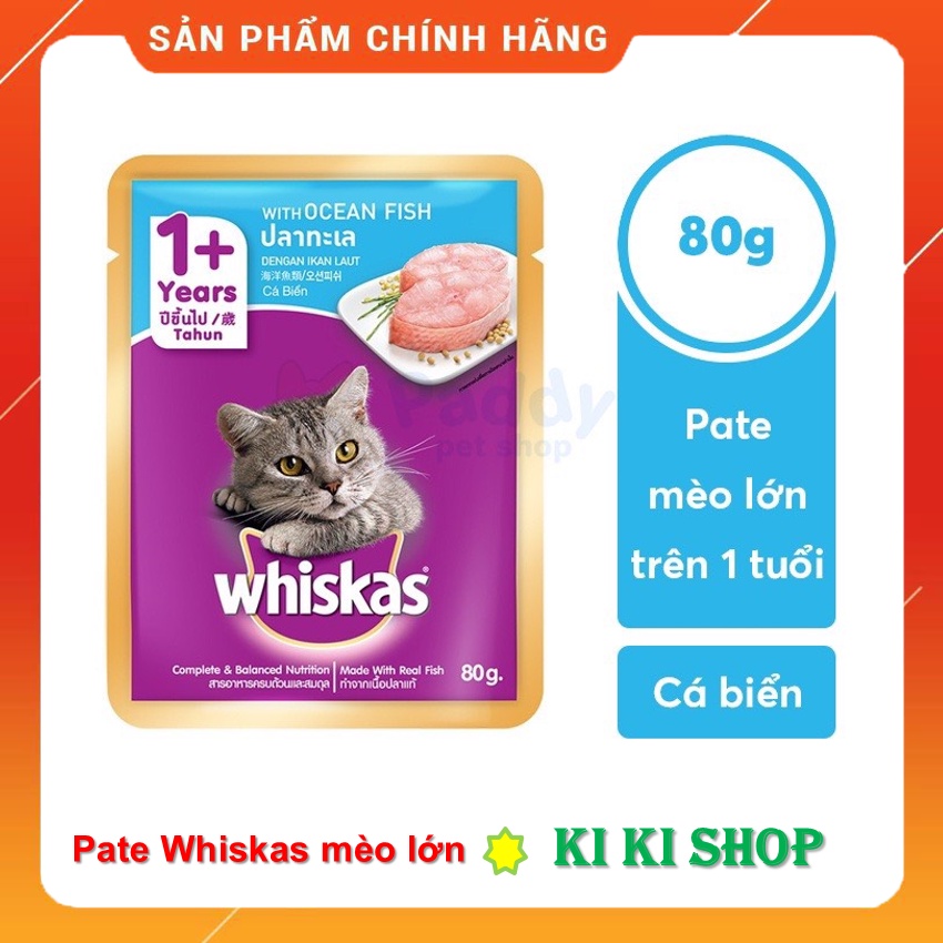 [GIÁ SẬP SÀN– HÀNG CHÍNH HÃNG] [80g] PATE CHO MÈO CON VÀ MÈO LỚN - WHISKAS GÓI