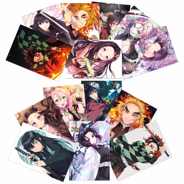 Ảnh card anime kimetsu no yaiba 11 cái có ép lụa