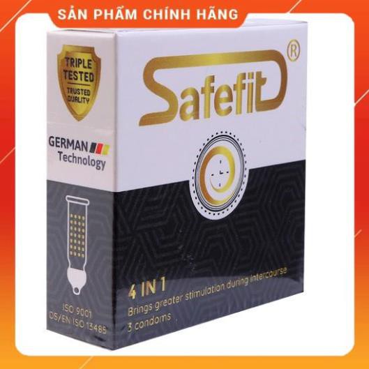 Bao cao su gai gân Safefit 4in1 hộp 12 cái ( Có Che Tên Sản Phẩm )