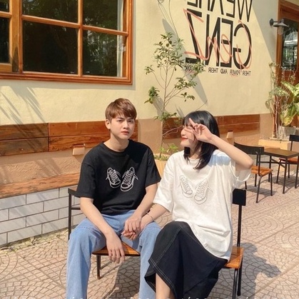 Áo Phông Astudio in đôi giày Nữ Nam, Áo Thun Tay Lỡ Oversize From Rộng Basic Chất Coton Thấm Hút Mồ Hôi