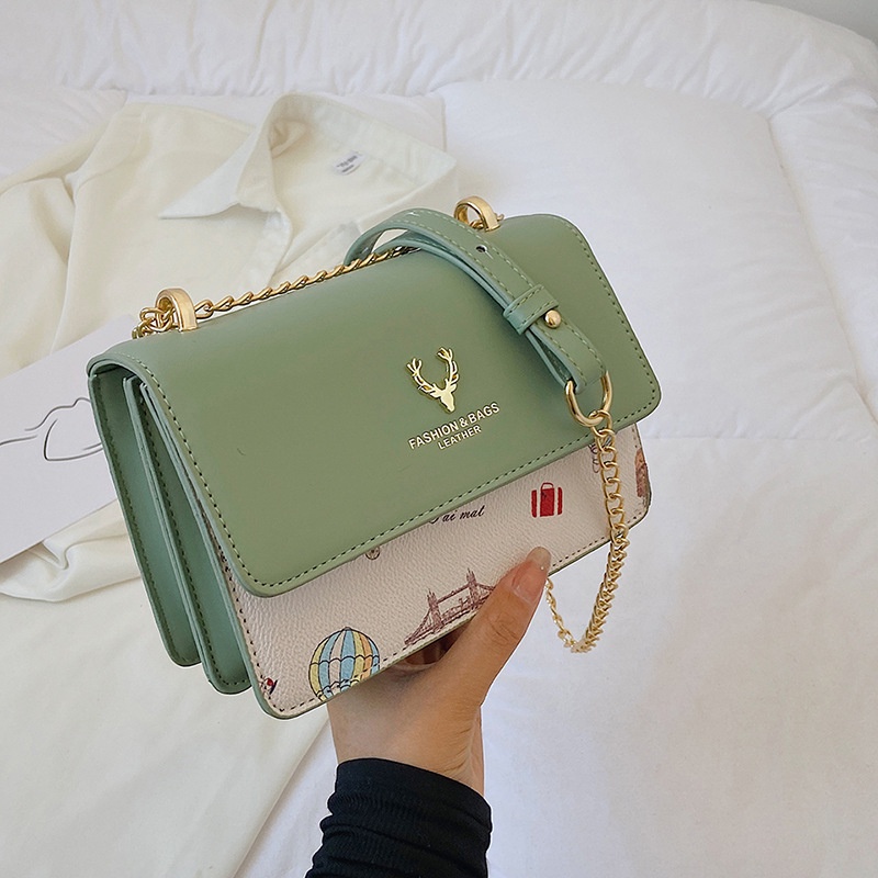 Túi Đeo Vai Hình Vuông Cỡ Nhỏ Màu Sắc Tương Phản Thời Trang Cho Nữ