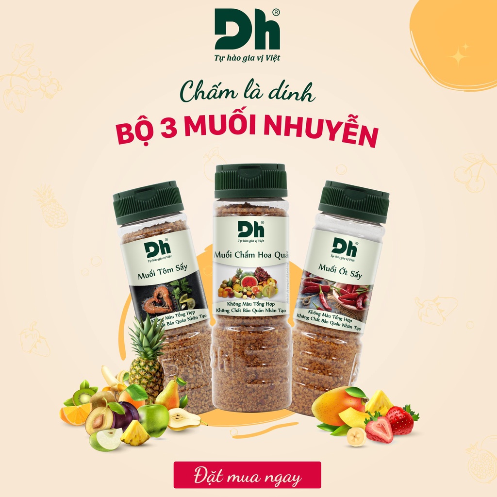 BỘ 3 MUỐI CHẤM Hoa Quả, Tôm Sấy, Ớt Sấy DH FOODS 110G/Hũ