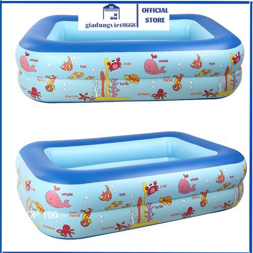 Bê bơi hình chữ nhật m2 loại 2 tầng - Bể bơi Kích thước (dài x rộng x cao): 120 x 90 x 35 (cm)