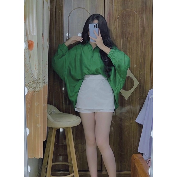 Set Áo Sơ Mi xanh chân váy trắng 4 màu
