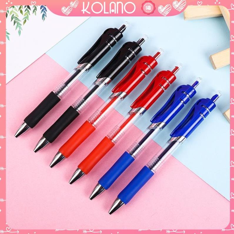 Bút gel bấm KOLANO bút bi gel ngòi 0.5mm 3 màu xanh, đỏ, đen cao cấp mực đều SP-001369