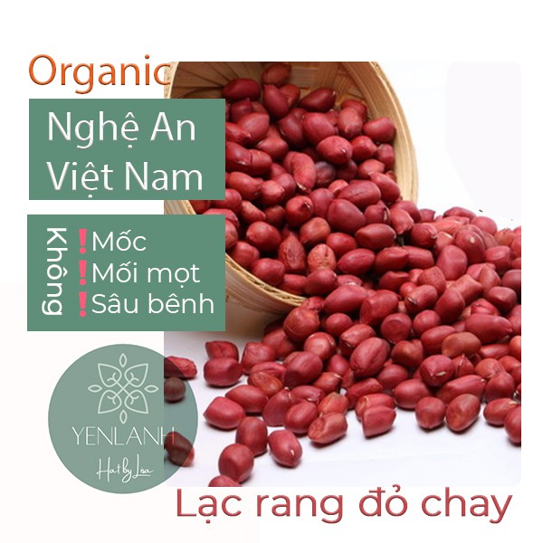 Lạc đỏ hạt nhỏ rang chay không hóa chất 500gr Yenlanhnatural