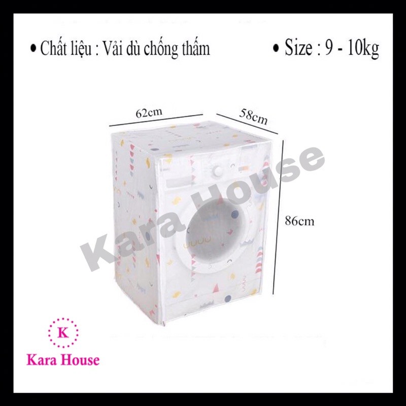 Áo trùm máy giặt vải dù cửa ngang Kara House 9-10kg