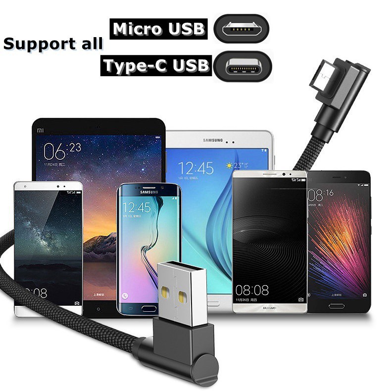 Dây cáp dữ liệu/ sạc nhanh kiểu chữ L USB Type-C dùng cho điện thoại Android 1/2/3m