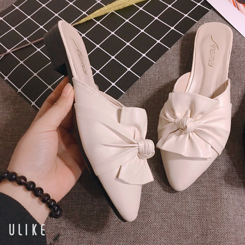 FREE SHIP 99K I GIÀY SỤC VINTAGE NƠ ẤU ĐIỆU ĐÀ NỮ TÍNH