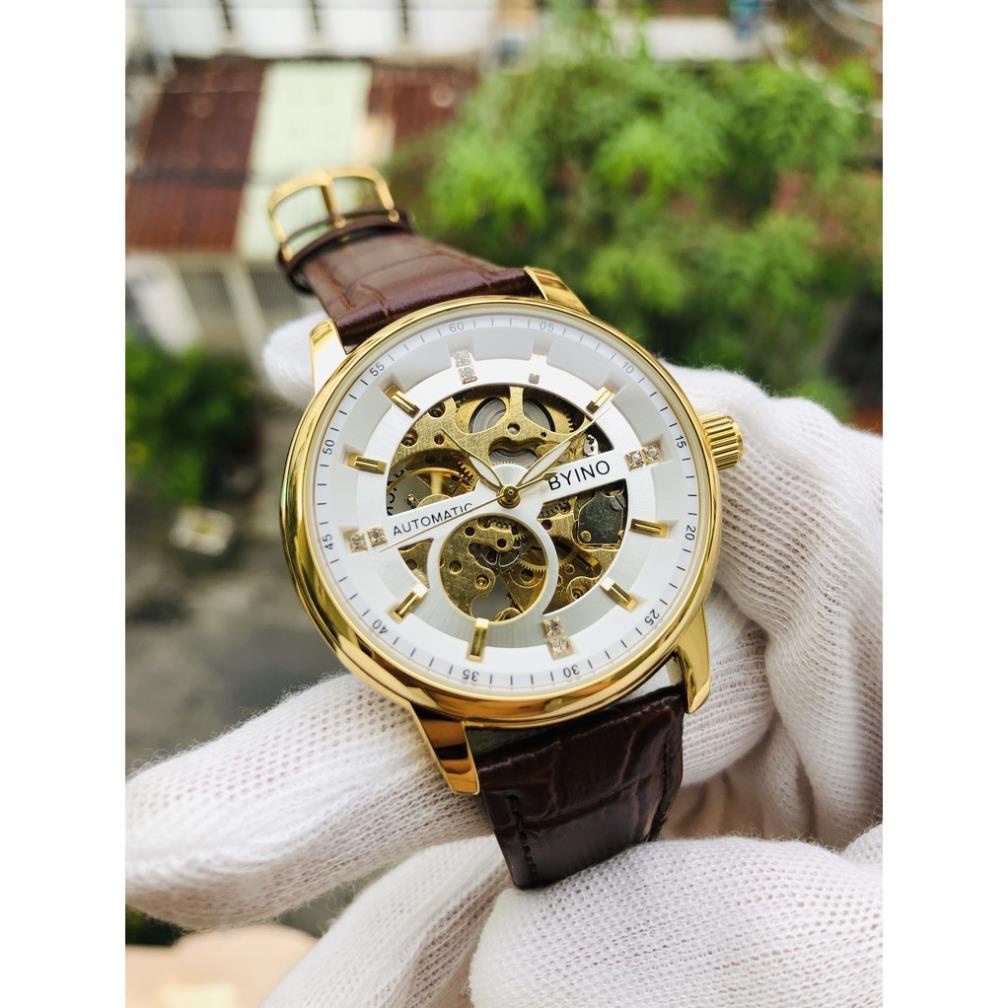 (BIG SALE) Đồng hồ nam cơ BYINO52 chính hãng dây da cao cấp (tặng kèm hộp đồng hồ)