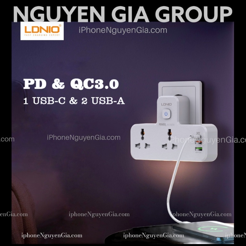 Ổ cắm điện sạc nhanh chuẩn PD 20W Type C kèm đèn ngủ, ổ điện thông minh, ổ điện đa năng Nguyễn Gia group Cao Đạt quận 5