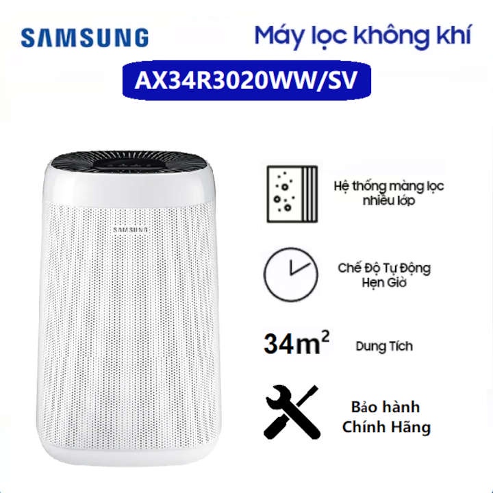 Máy lọc không khí Samsung AX34R3020WW/SV phòng 34m2, bảo hành 12 tháng