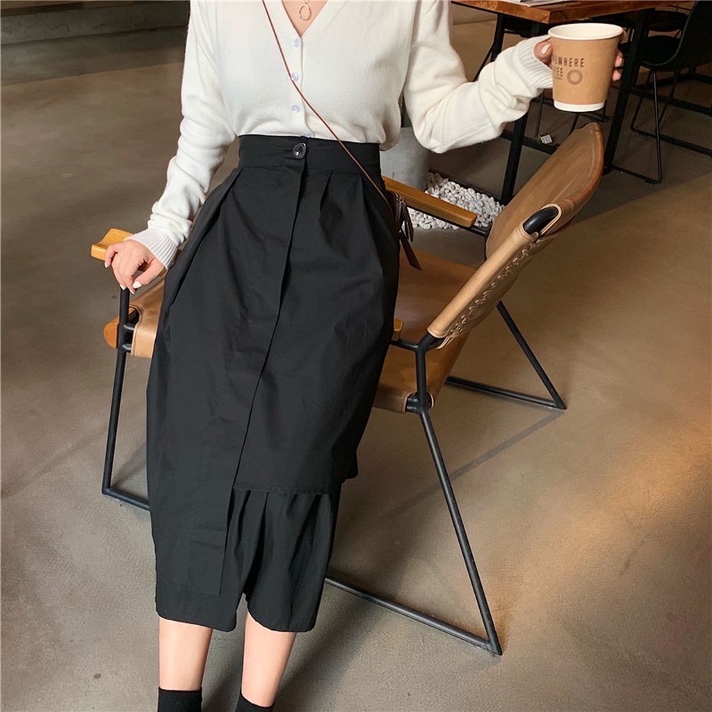 Chân Váy Ulzzang Dài Tầng Hàn Quốc Hai Màu Đen Trắng LAVUSA | BigBuy360 - bigbuy360.vn