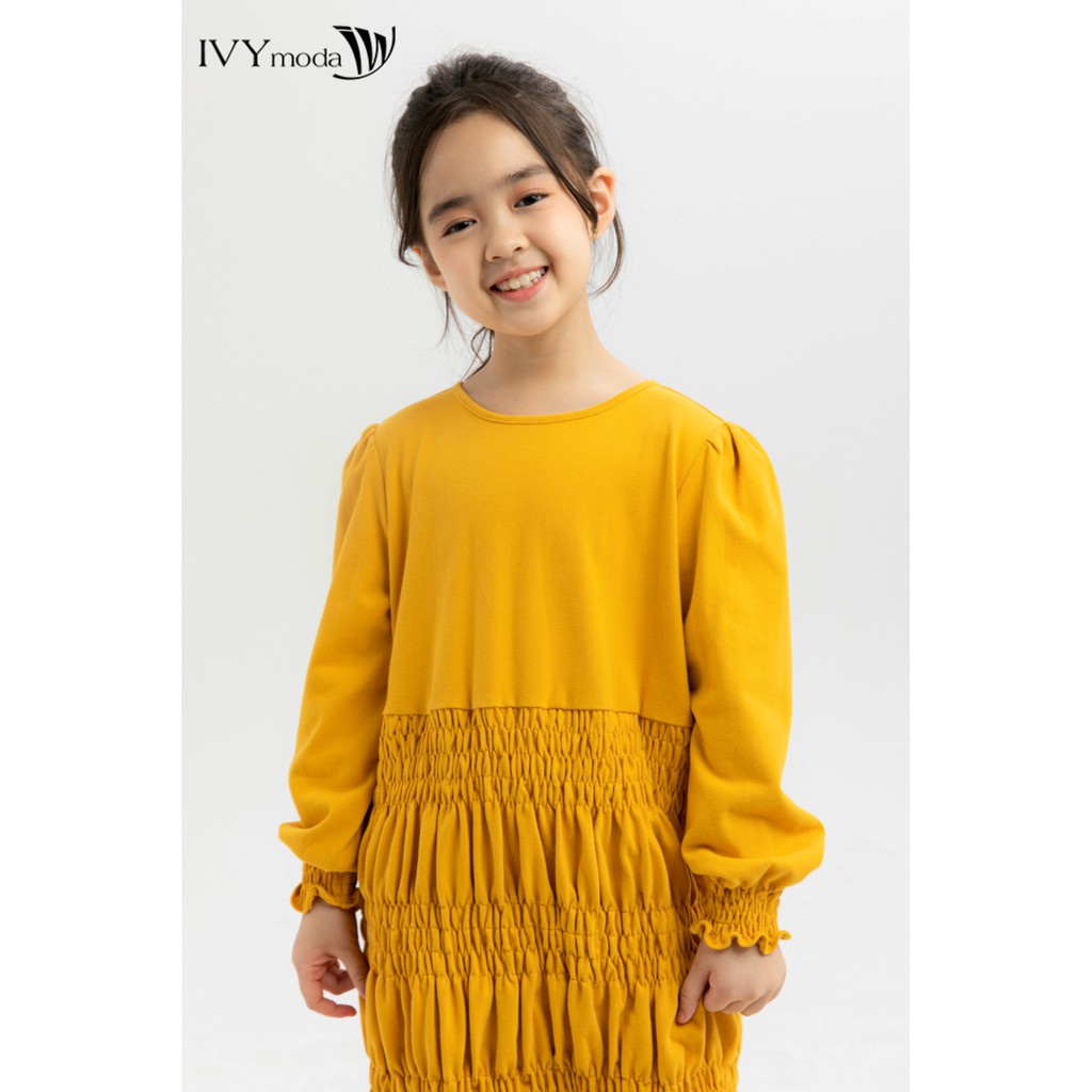 [NHẬP WABRTL5 GIẢM 10% TỐI ĐA 50K ĐH 250K ]Đầm thun tay dài dáng xòe bé gái IVY moda MS 42G1128