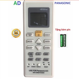 Điều khiển điều hòa panasonic các dòng Nanoe-G CS/CU-PU9UKH, N9UKH - tặng kèm pin - Remote  máy lạnh PANASONIC PU9UKH