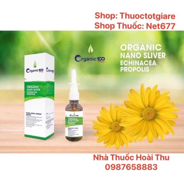 Combo 2 Hộp Organic 100 xịt mũi , họng cho phụ nữ mang thai, và trẻ em trên 2 tuổi ( Chính Hãng )