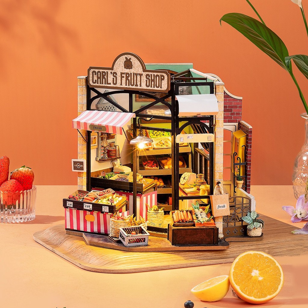 [BẢN QUỐC TẾ TIẾNG ANH] Mô hình nhà DIY Doll House Robotime Carl’s Fruit Shop DG142 Vegetable Market Miniature