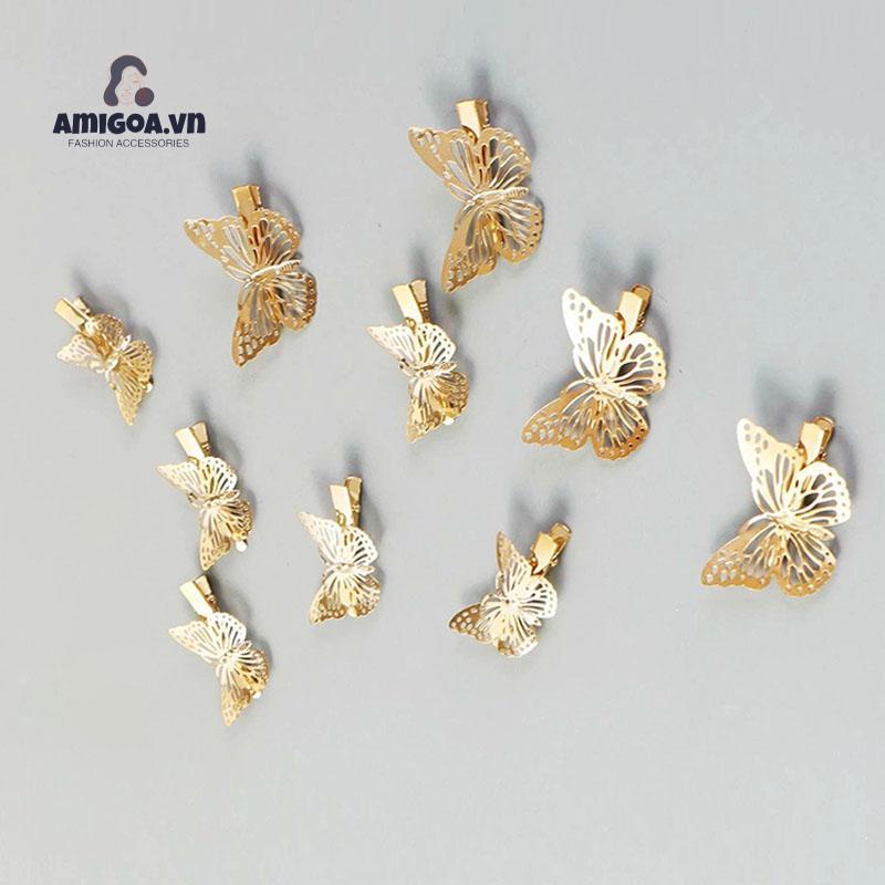 ✨✨Kẹp tóc thời trang cổ điển hình con bướm màu vàng rỗng