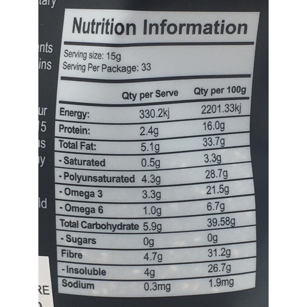 Hạt Chia Úc Organic Chia Seeds Túi Đen 500gr