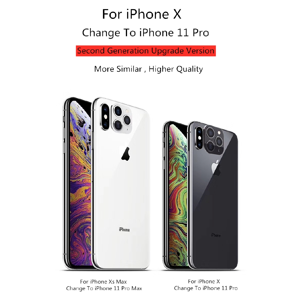 Ốp điện thoại kim loại bảo nhôm vệ camera chuyển đổi kiểu dáng iPhone X Xs Max thành iPhone 11 Pro