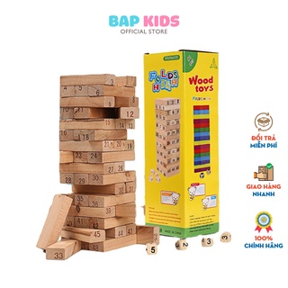 Đồ Chơi Gỗ Bapkids, Bộ Rút Gỗ 48 Thanh Size To