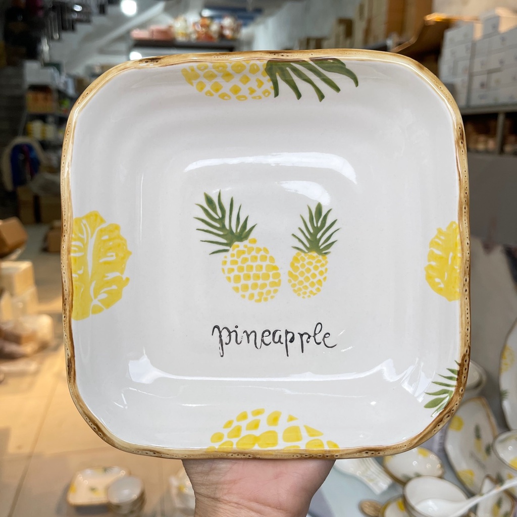 Set Bát Dĩa Dễ Thương Đĩa Sứ Set Bát Đĩa Decor 🍍Bát Ăn Cơm Chén Sứ Quả Dứa 🍍Siêu Dễ Thương V90