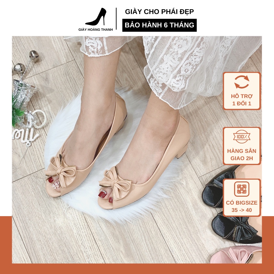 Giày Cao Gót Đế Vuông Nữ Giày Búp Bê Big Size 3 Phân Hoàng Thanh G1