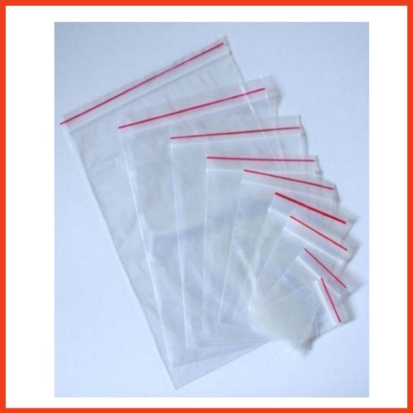 Túi Zip Chỉ Đỏ 100g Loại Dày Đẹp Bịch PE Vuốt Mép Đựng Phụ Kiện, Gia Vị, Thực Phẩm, Thuốc Tây