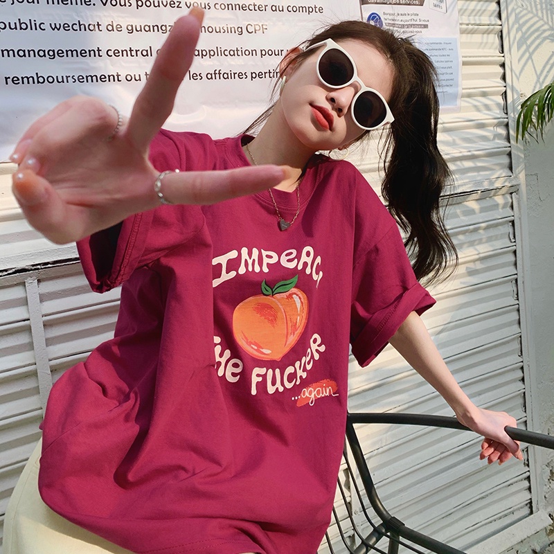 NRVP Áo Thun Nữ Ngắn Tay Dáng Rộng In Họa Tiết Phong Cách Hàn Quốc Mới