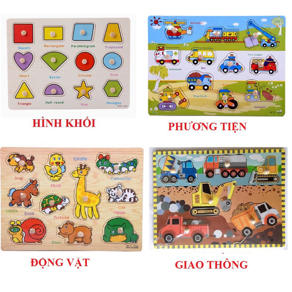 Bảng Ghép Núm Gỗ Thông Minh Cho Bé 20x30cm