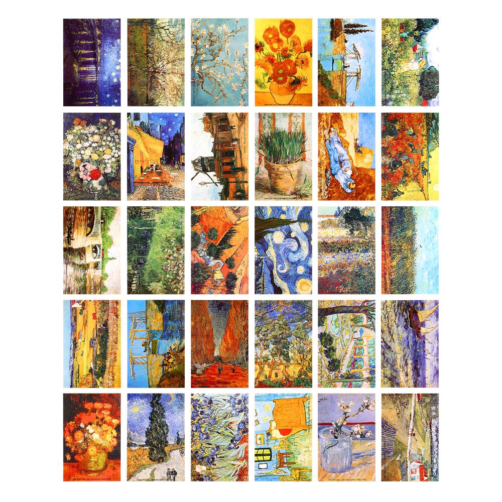 Hộp 30 thẻ bưu thiếp hình tranh sơn dầu Van Gogh