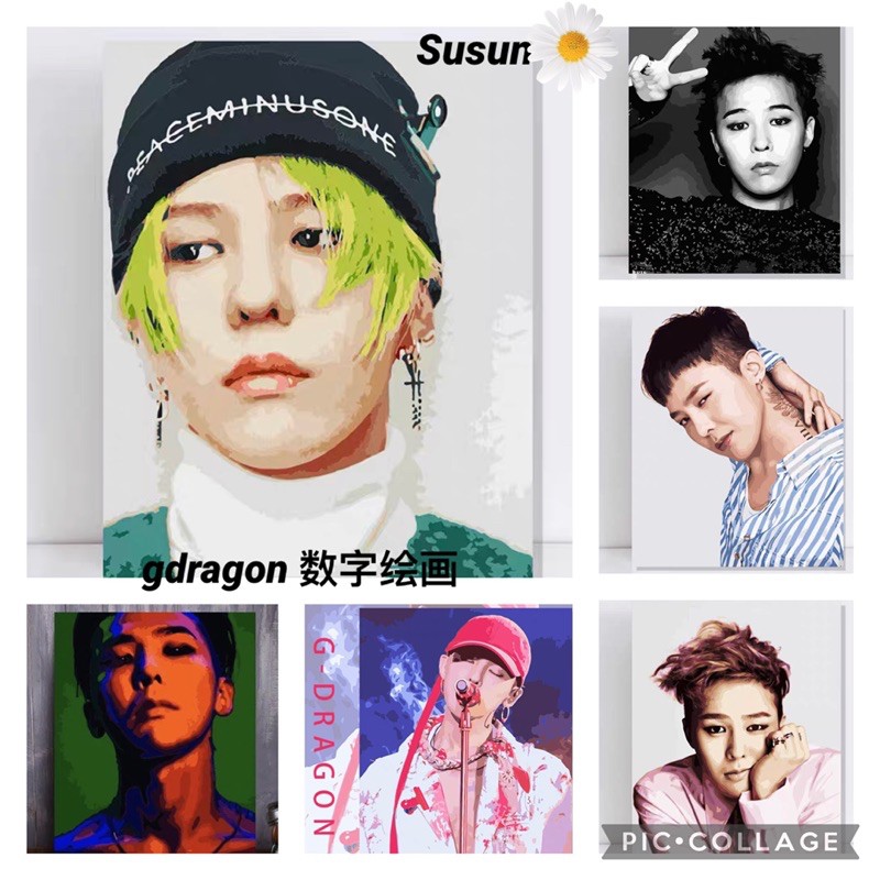 [ Sẵn GD002-GD004 ]Tranh Sơn Dầu Số Hoá Ca Sĩ G-Dragon, Tranh Tô Màu Theo Số Ca Sĩ G-Dragon