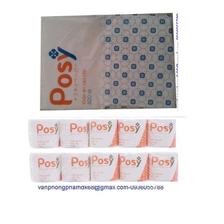 Combo 2 túi giấy ve sinh posy 10 và 1 túi giấy ăn Po 500 tờ